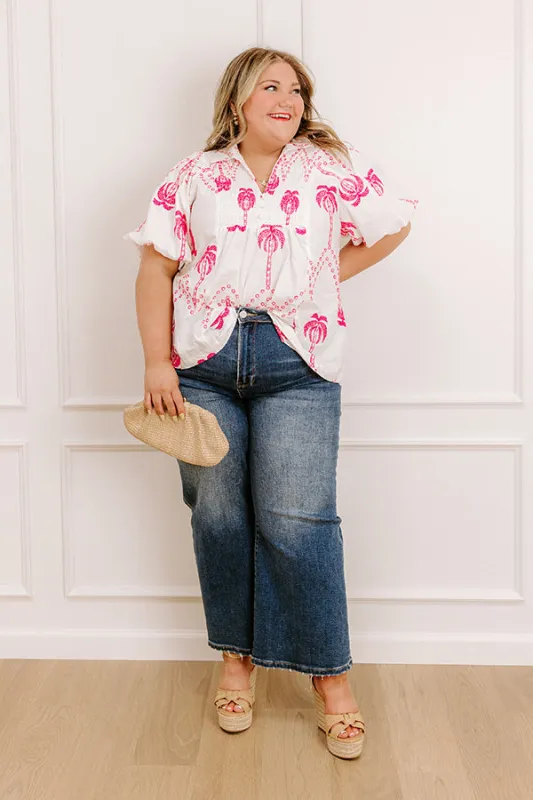 Palms Away Embroidered Top Curves sold by Impressions