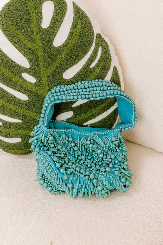 Vacay Vibes Embellished Purse in Turquoise sold by Impressions