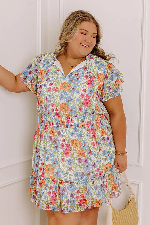 Pure Heart Floral Mini Dress in Blue Curves sold by Impressions product image thumbnail 2