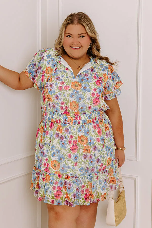 Pure Heart Floral Mini Dress in Blue Curves sold by Impressions product image thumbnail 4