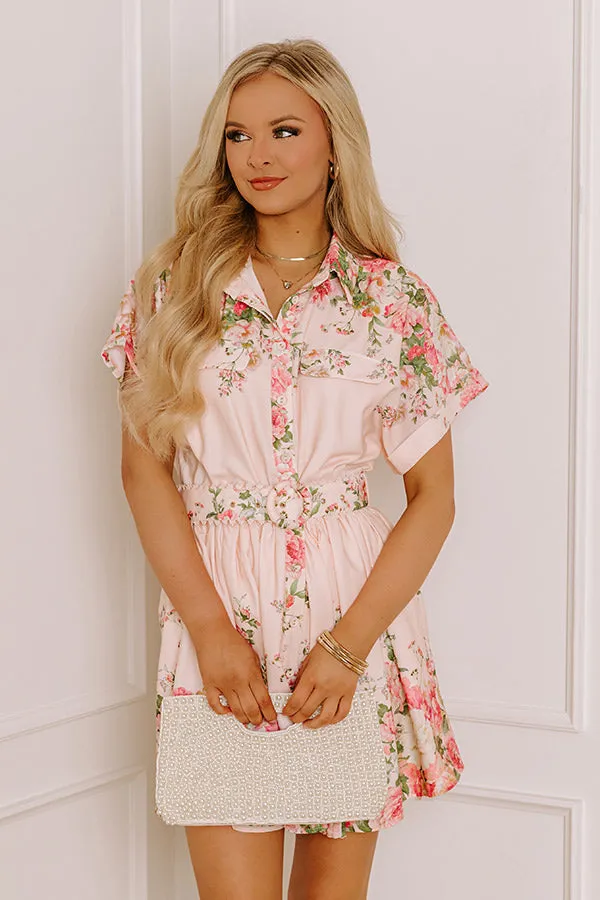 Garden Party Chic Button Down Mini Dress in Peach sold by Impressions product image thumbnail 4