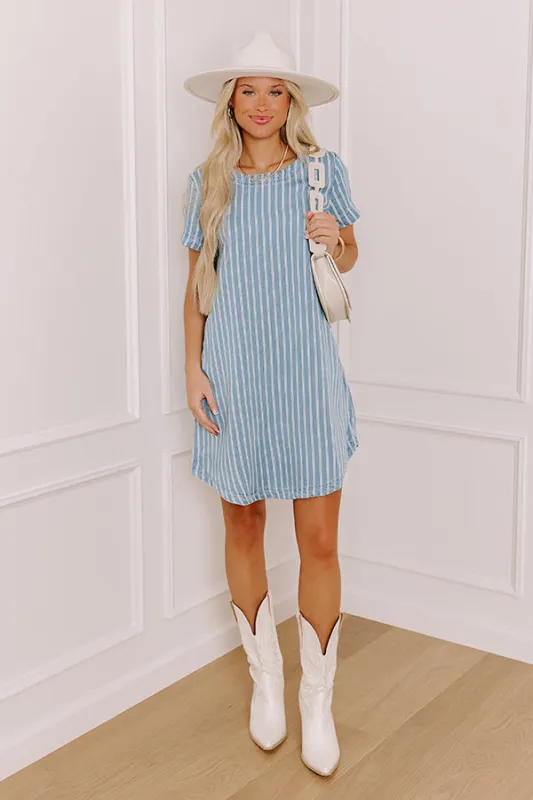 Downtown Stroll Chambray Mini Dress sold by Impressions
