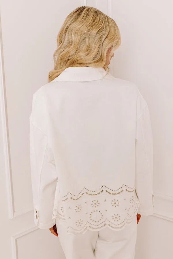 The Clara Eyelet Denim Jacket in White sold by Impressions product image thumbnail 3