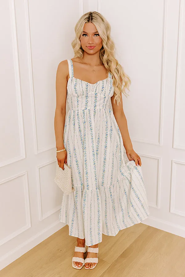 Countryside Cutie Floral Midi Dress in Sky Blue sold by Impressions