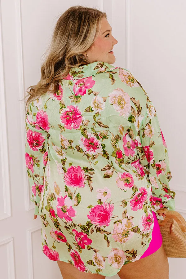 Serene Gardens Floral Button Up in Mint Curves sold by Impressions product image thumbnail 3