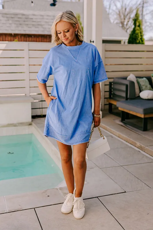 Block Party Ready Vintage Wash T-Shirt Mini Dress in Blue sold by Impressions