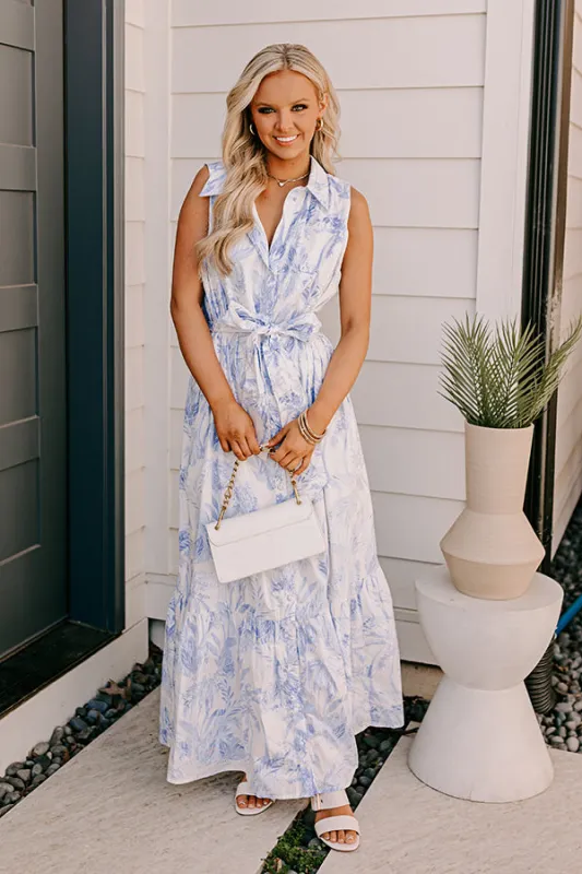 Boardwalk Stroll Floral Maxi Dress in Sky Blue sold by Impressions