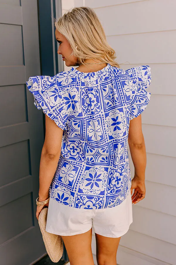 Inspiring Sights Floral Top In Royal Blue sold by Impressions product image thumbnail 4