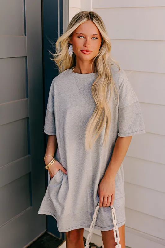 Block Party Ready Vintage Wash T-Shirt Mini Dress in Grey sold by Impressions