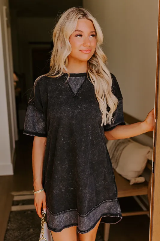 Block Party Ready Vintage Wash T-Shirt Mini Dress in Black sold by Impressions