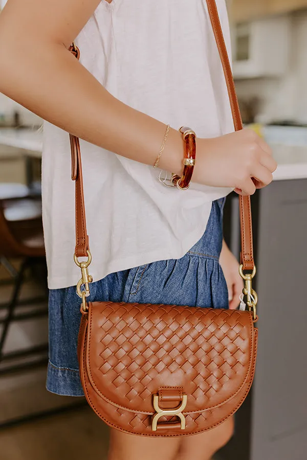 First Stop To Fabulous Faux Leather Woven Purse in Brown sold by Impressions