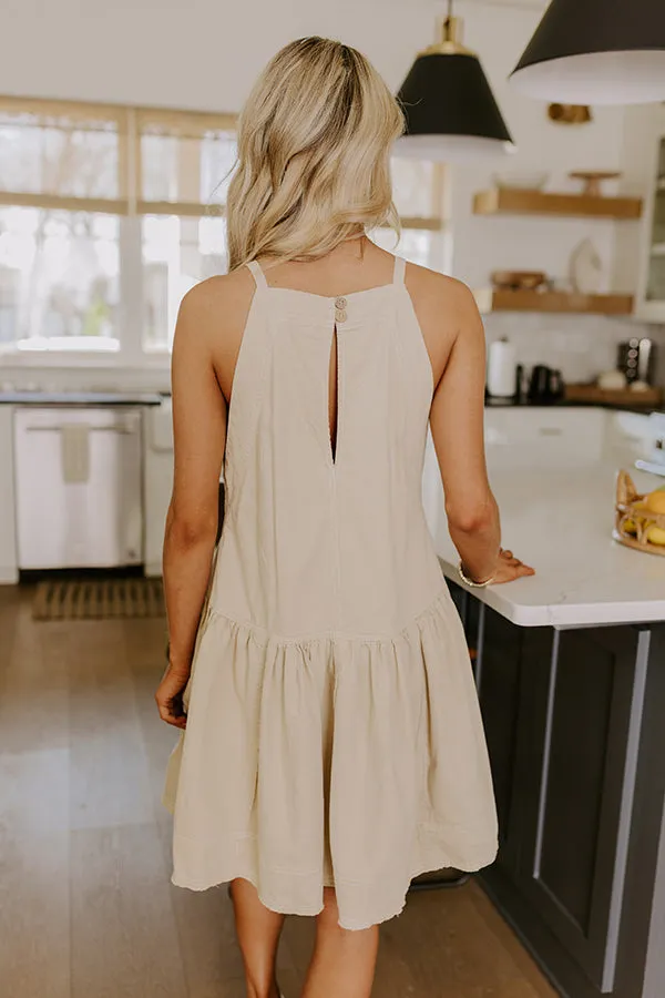 Always In Style Denim Mini Dress in Beige sold by Impressions product image thumbnail 3