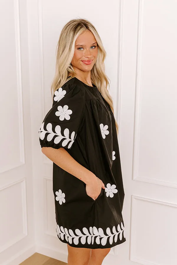 Brunch Babe Floral Embroidered Mini Dress in Black sold by Impressions product image thumbnail 4