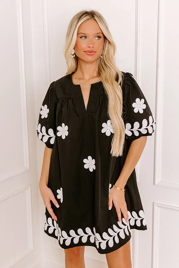 Brunch Babe Floral Embroidered Mini Dress in Black sold by Impressions product image thumbnail 5
