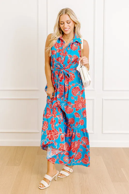Boardwalk Stroll Floral Maxi Dress in Blue sold by Impressions