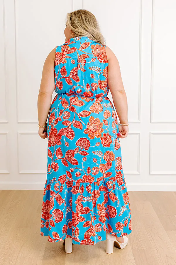 Boardwalk Stroll Floral Maxi Dress in Blue Curves sold by Impressions product image thumbnail 4