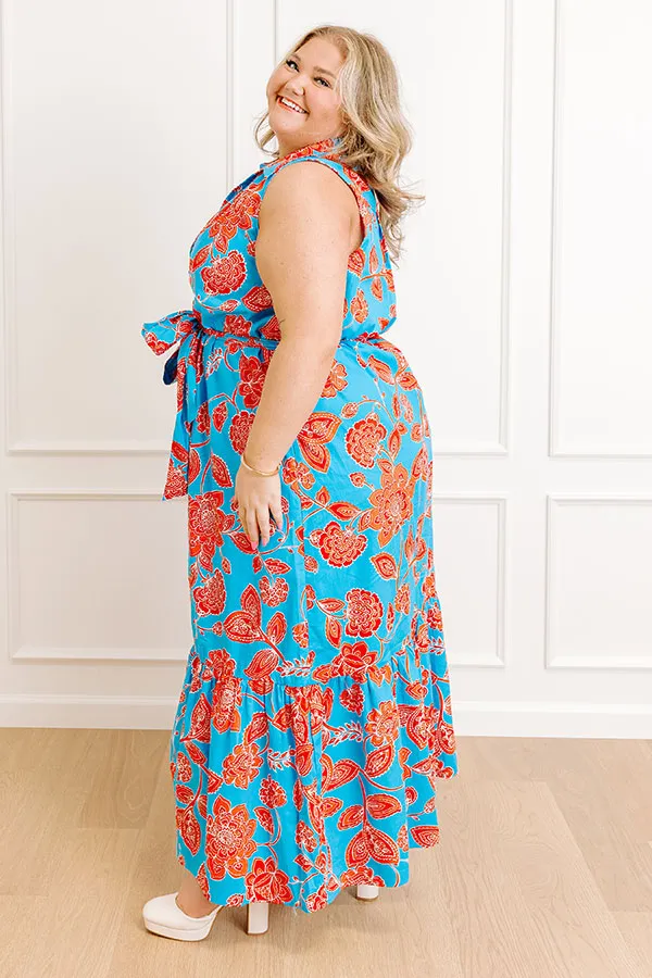 Boardwalk Stroll Floral Maxi Dress in Blue Curves sold by Impressions product image thumbnail 5