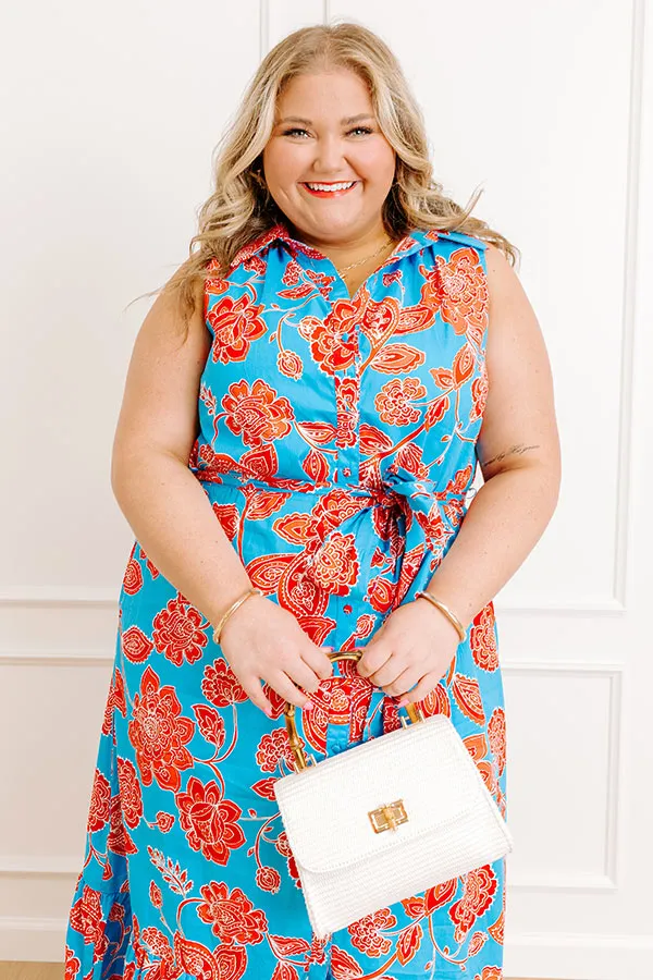 Boardwalk Stroll Floral Maxi Dress in Blue Curves sold by Impressions product image thumbnail 2