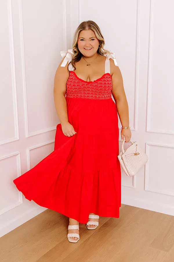 Favorite Love Story Smocked Midi in Red Curves sold by Impressions