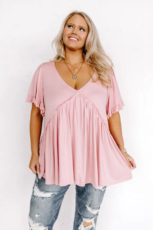 Brunchin' Babe Babydoll Top In Pink Curves sold by Impressions