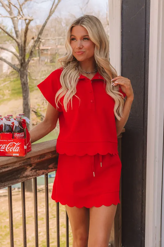 Alfresco Allure Henley Top in Red sold by Impressions