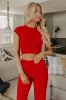 Always On The Go Ribbed Crop Tee in Red sold by Impressions