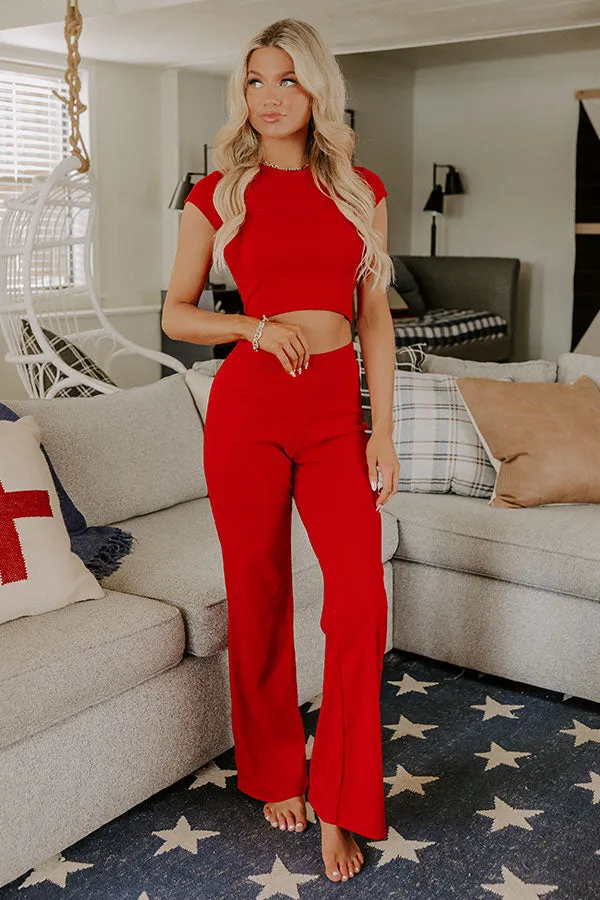 Always On The Go High Waist Ribbed Pants in Red sold by Impressions product image thumbnail 3