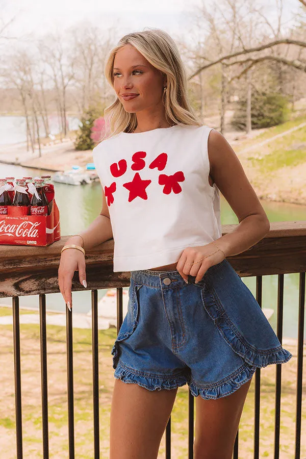 USA Charm Embroidered Crop Tee sold by Impressions