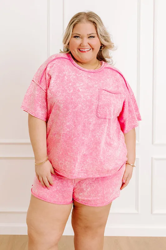 Road Trip Ready Oversized Vintage Wash Tee in Pink Curves sold by Impressions