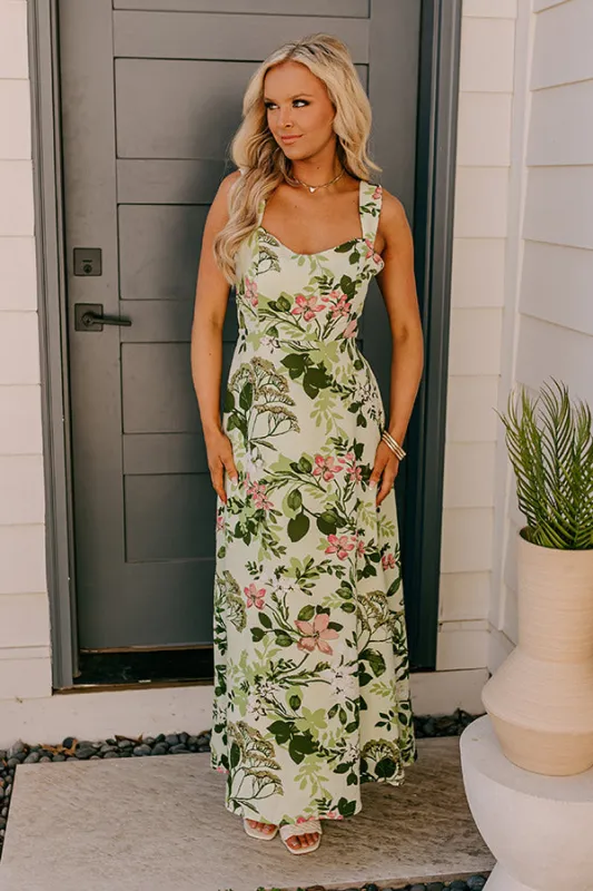 Small Town Charm Floral Maxi Dress in Green sold by Impressions