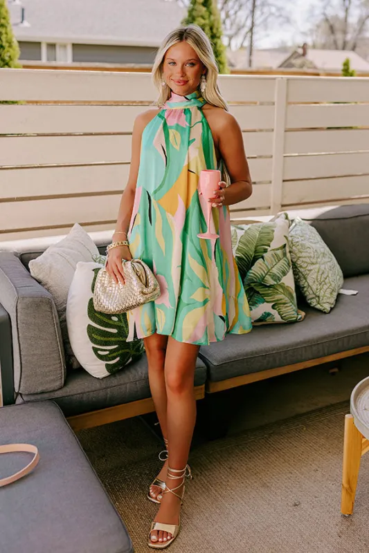 Cocktails After Chit Chat Mini Dress in Green sold by Impressions