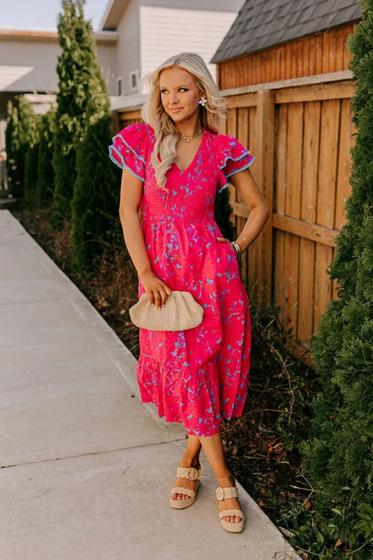 Talk Of The Town Smocked Midi Dress sold by Impressions