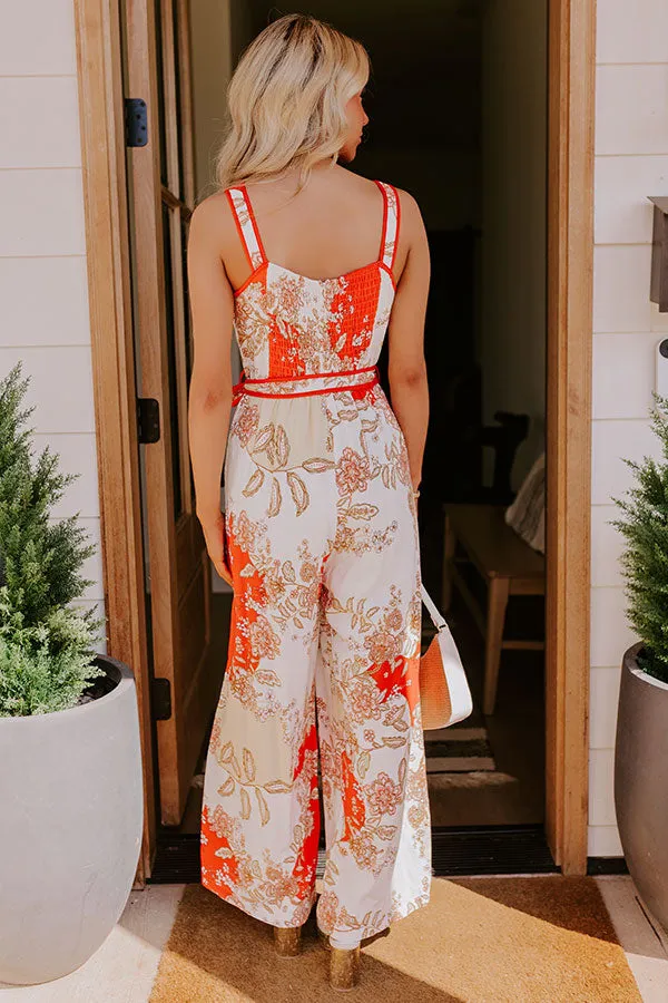 Cruise Ready Floral Wide Leg Jumpsuit in Tangerine sold by Impressions product image thumbnail 5