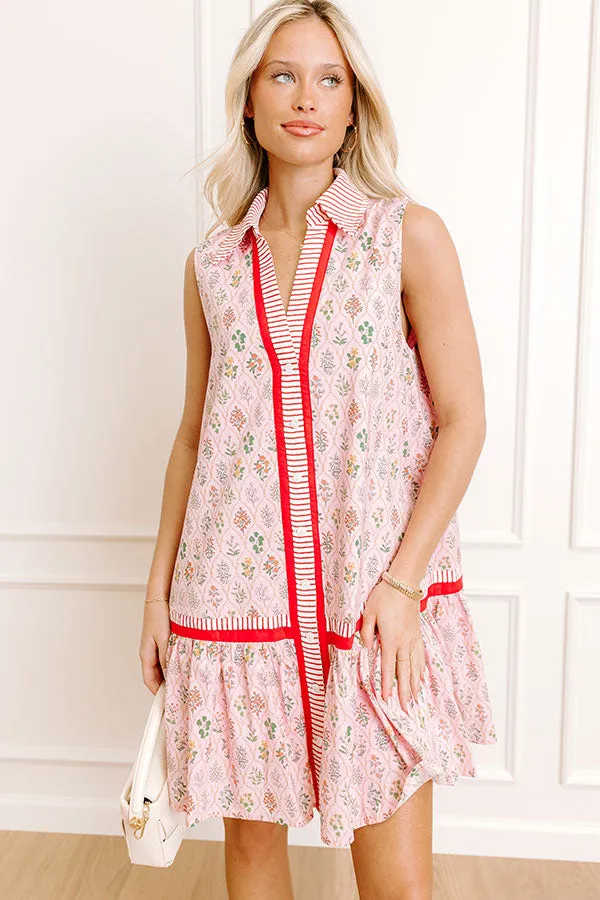 Wildflower Daydream Button Down Mini Dress in Pink sold by Impressions