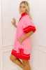 Boardwalk Babe Linen-Blend Mini Dress in Pink sold by Impressions