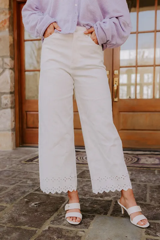The Georgia High Waist Eyelet Pants in Ivory sold by Impressions
