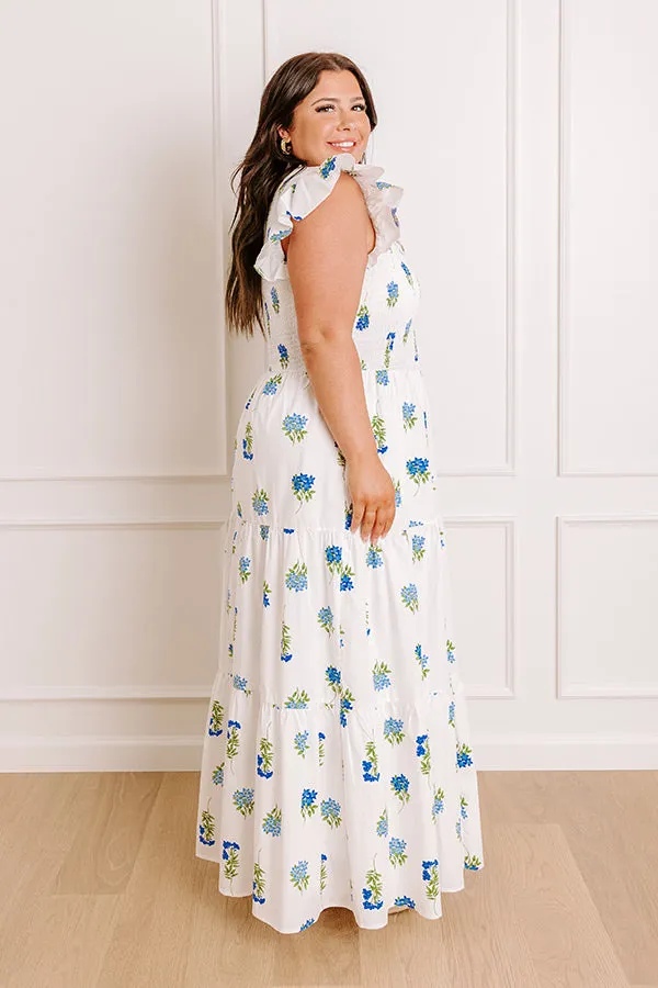 Gleaming Smile Floral Smocked Midi Dress in White Curves sold by Impressions product image thumbnail 2