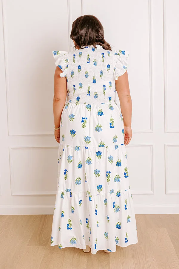 Gleaming Smile Floral Smocked Midi Dress in White Curves sold by Impressions product image thumbnail 3