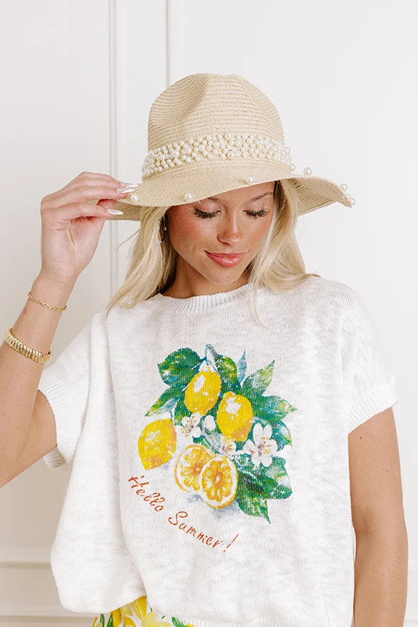 Charming Glance Pearl Embellished Raffia Woven Fedora sold by Impressions