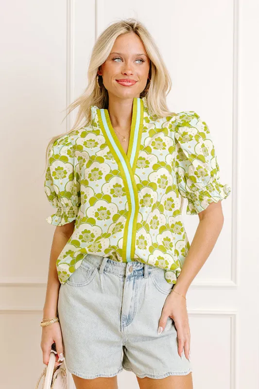 Popular Song Floral Top in Lime sold by Impressions