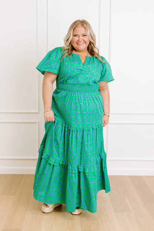 Polished Perfection Floral Maxi Dress in Green Curves sold by Impressions