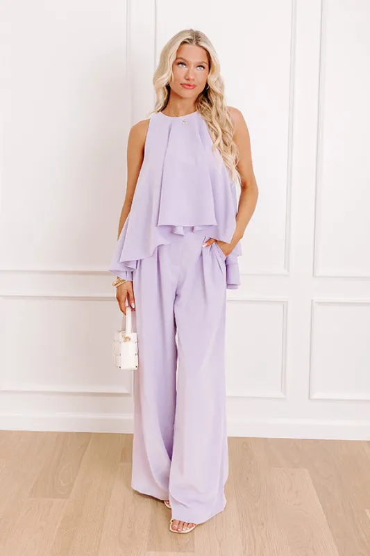 Courtyard Charm High Waist Wide Leg Pants in Lavender sold by Impressions