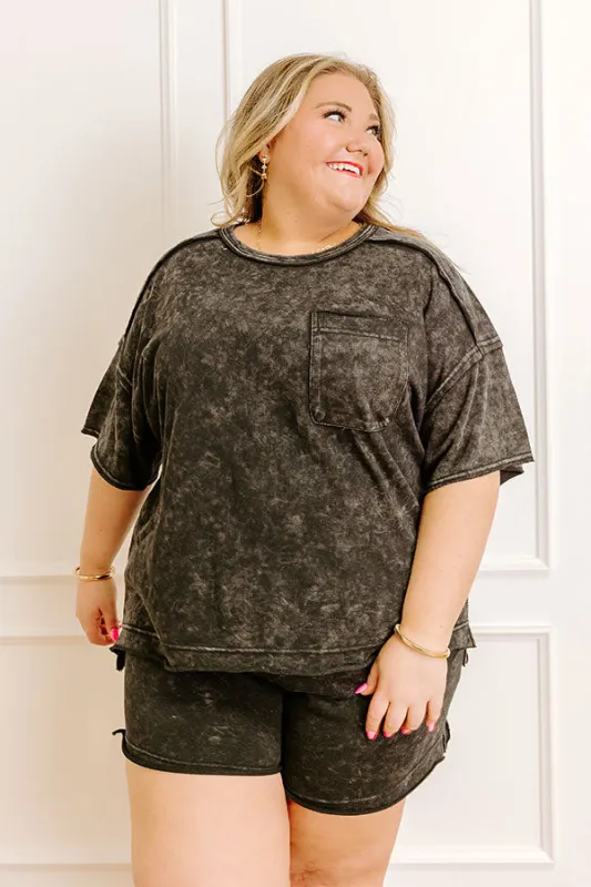 Road Trip Ready Oversized Vintage Wash Tee in Black Curves sold by Impressions