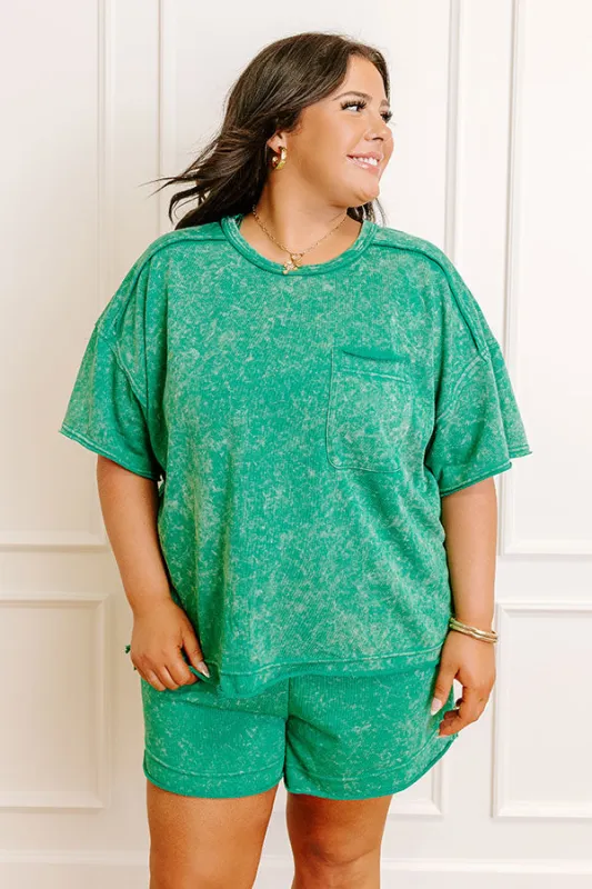 Road Trip Ready Oversized Vintage Wash Tee in Green Curves sold by Impressions