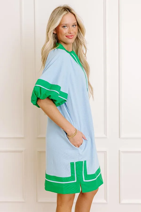 Boardwalk Babe Linen-Blend Mini Dress in Sky Blue sold by Impressions product image thumbnail 3