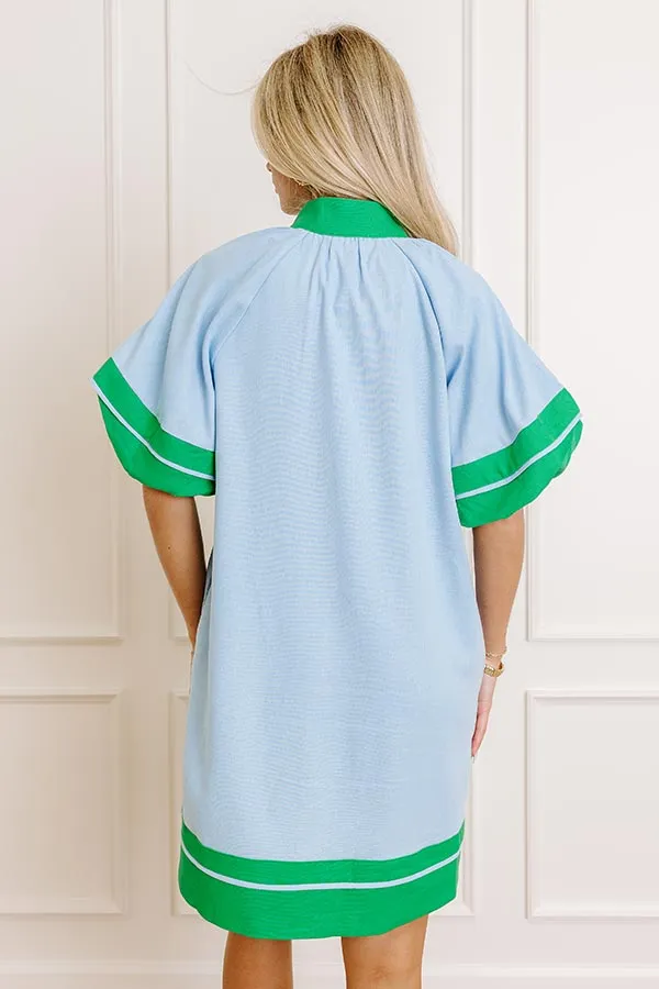 Boardwalk Babe Linen-Blend Mini Dress in Sky Blue sold by Impressions product image thumbnail 4