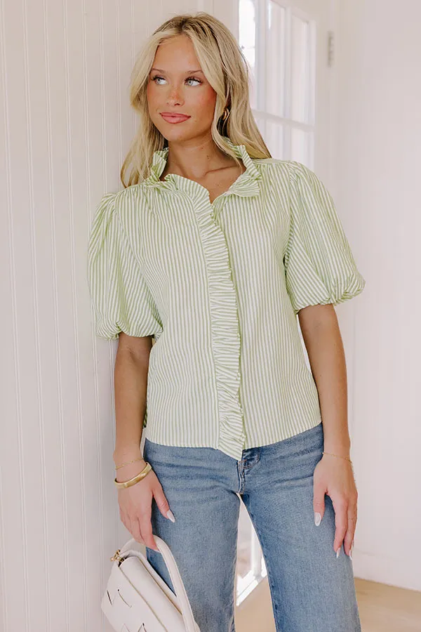 Sorbet And Stripes Ruffle Top in Lime sold by Impressions