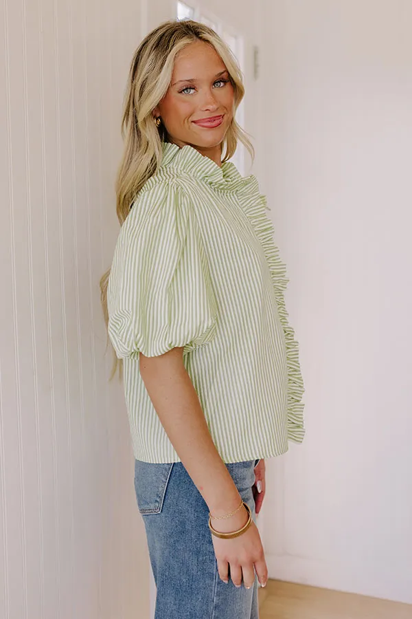 Sorbet And Stripes Ruffle Top in Lime sold by Impressions product image thumbnail 3