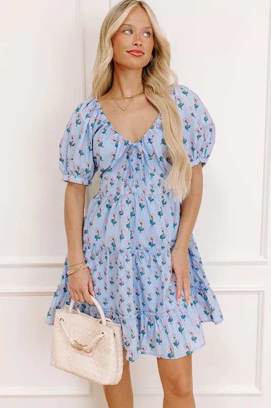 Floral Haven Mini Dress in Sky Blue sold by Impressions