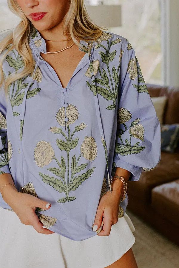 Botanical Brunch Floral Top in Sky Blue sold by Impressions product image thumbnail 3